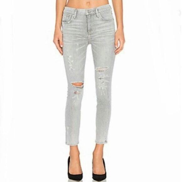 AGOLDE Feel Good High Rise Distressed Skinny Slim Denim Jean Light Gray Size 29 - Picture 1 of 16